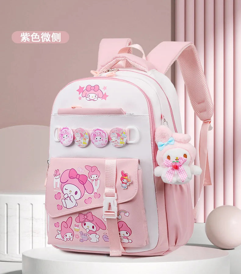 Cinnamoroll Backpack Badges Plush Pendant Casual Cute Cartoon Shoulder Bag Adjustable Shoulder Strap Ultralight Gear