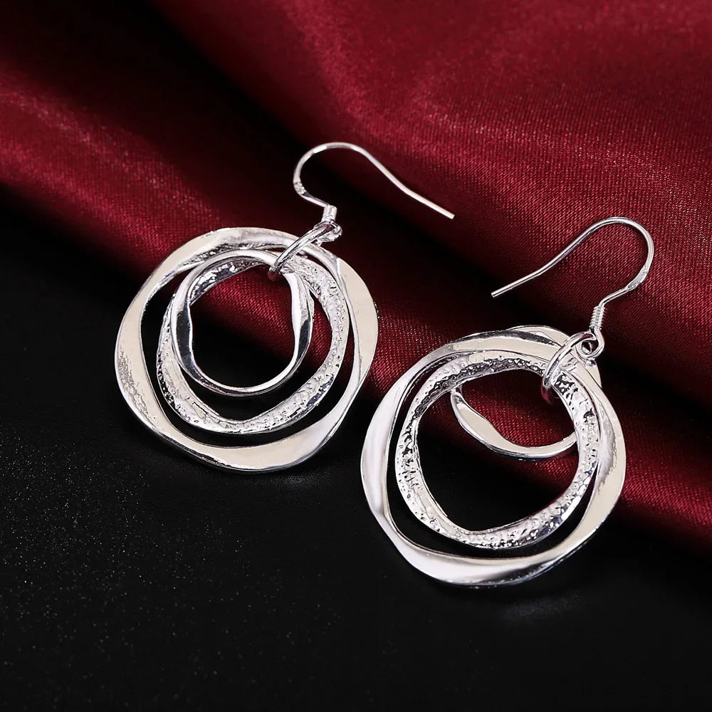 Production charm women lady Valentine's gift  silver color circles earringscharm Women free shipping  jewelry