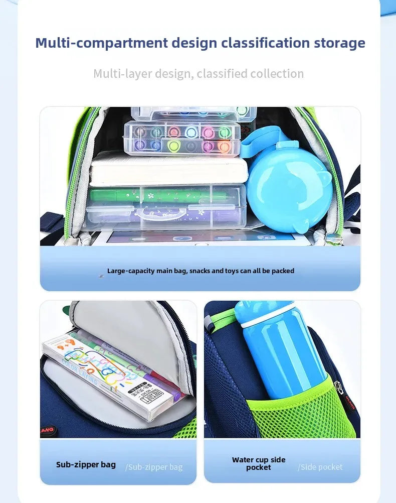 New Cartoon Dinosaur Kindergarten Backpack Spine Protection Lightweight School Bag for Primary School Children