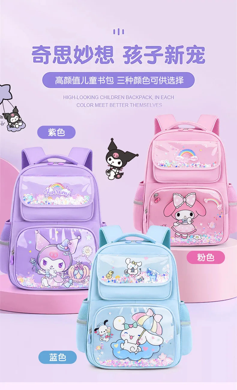 Pupil Schoolbag Backpack Lightweight Student Large Capacity Children's Cartoon Bags Cinnamoroll Sanrio Kuromi My Melody Child