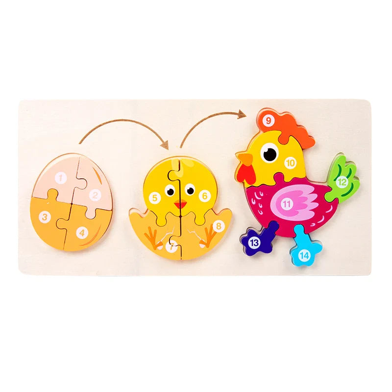 Baby Toy Wooden 3D Puzzle Toys Life cycle puzzle Cartoon Jigsaw For Children Baby Early Education Intelligence for Kids