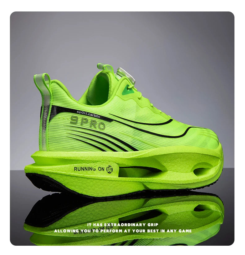 Men Running Shoes Carbon Plate Speciality Marathon Sports Breathable Lightweight Women's Comfortable Nonskid Leisure Sneakers
