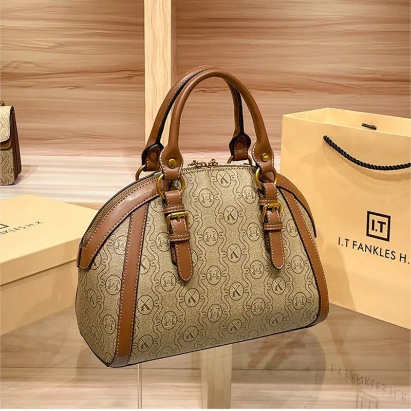 Women's handbag, fashionable and luxurious brand handbag, new 2025 high-end leather shoulder bag, designer retro crossbody bag