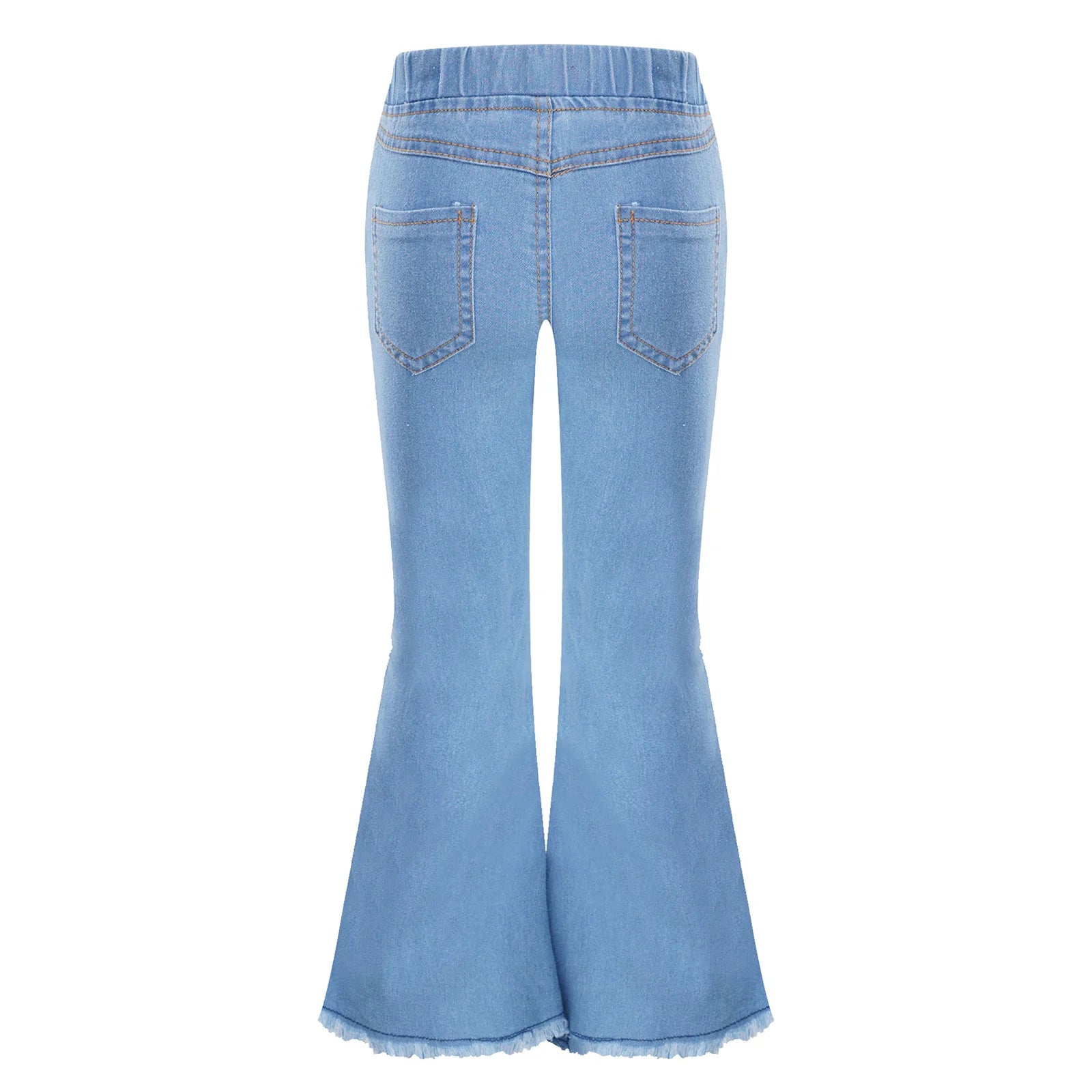 Kids Baby Girls Flare Pants Crisscross Ripped Bell Bottom Hem Denim Wide-leg Pants Children Toddler Cute Jeans Trousers Clothes