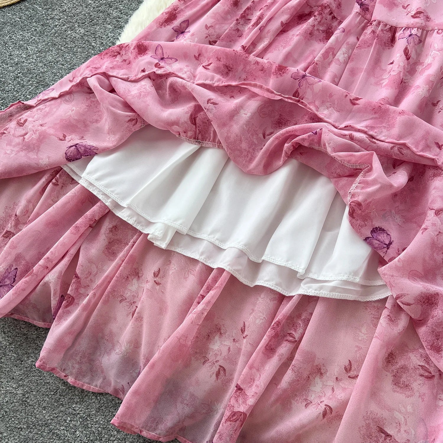 Summer 2025 French Style New Fashion Women's Elegant Trendy Printed Short Puff Sleeve Ankle Length Slim Dresses Female Clothes
