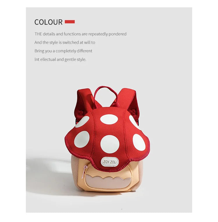 Mini cute bump color mushroom backpack kindergarten cute baby children double-shoulder cartoon schoolbag