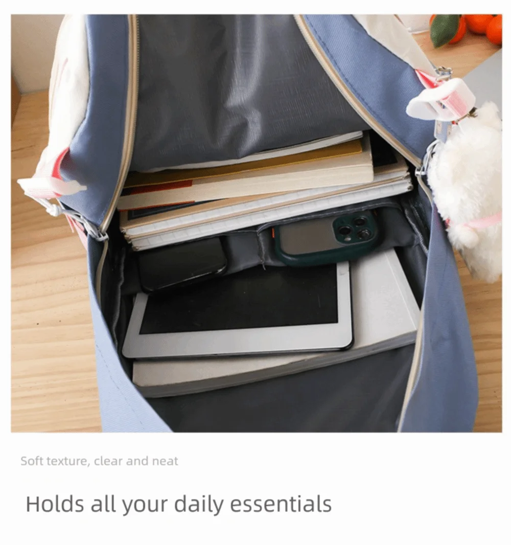 5 Pcs Cute Large Capacity Backpack Set Multifunctional Breathable Student Schoolbag Buckle Coin Purse School