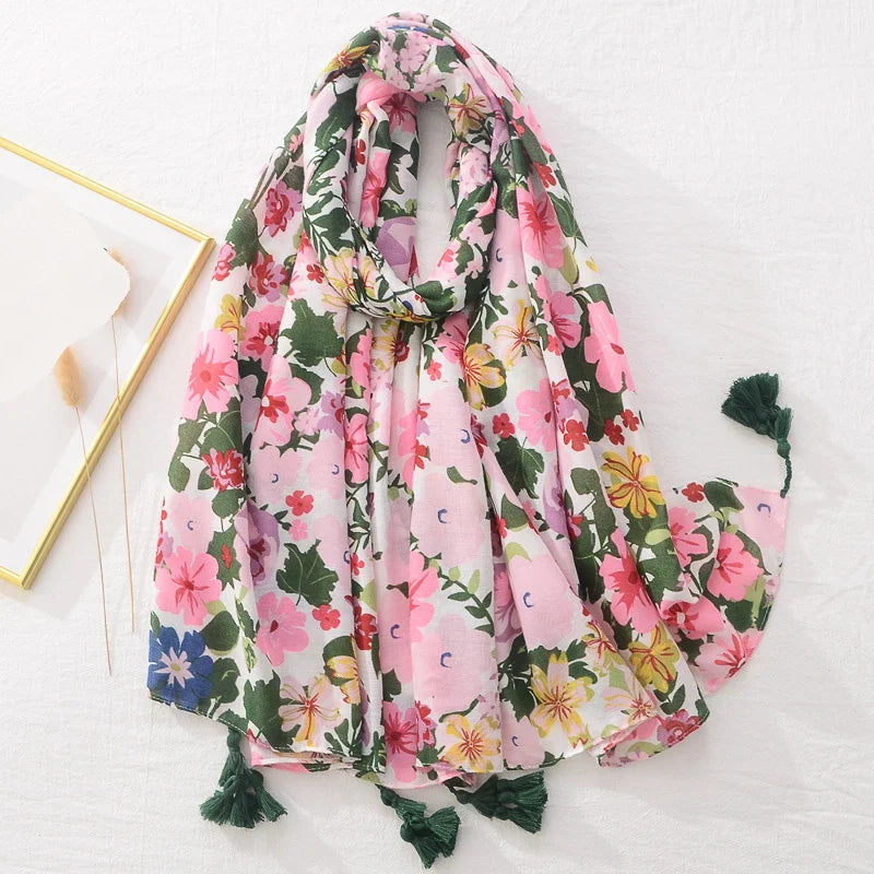 Floral Brand Scarf Luxury Designers New Style Women Elegant Scarves Hug Shawls Pink Purple Scarf Bandana Fashion Design Shawls