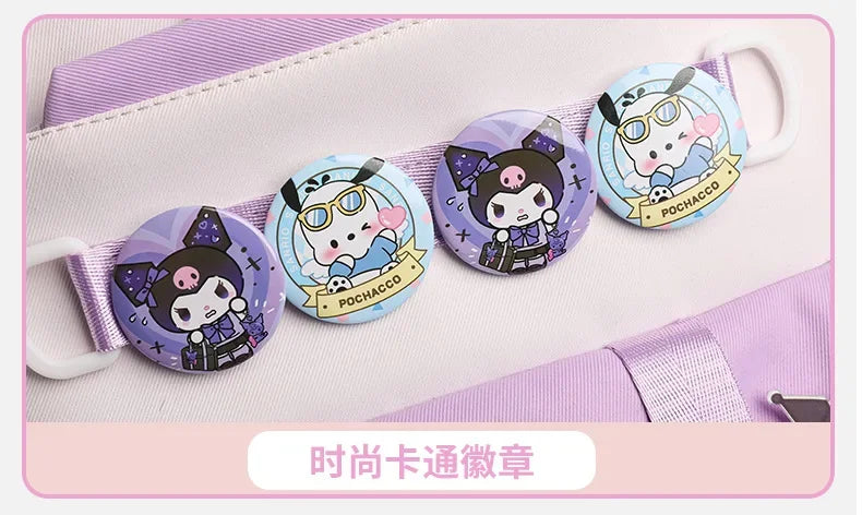 Cinnamoroll Backpack Badges Plush Pendant Casual Cute Cartoon Shoulder Bag Adjustable Shoulder Strap Ultralight Gear