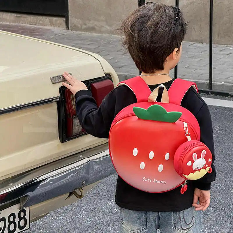 Cartoon Children Backpack 3D Strawberry Cute Toddler School Bags Fashionable New Outdoor Kids Eggshell Bag Accessories