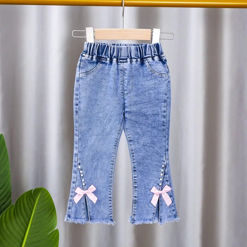 Girls Jeans 2023 New Summer Clothes Korean Loose Children's Denim Trousers Little Kids Casual Pants 1 2 3 4 5 Years
