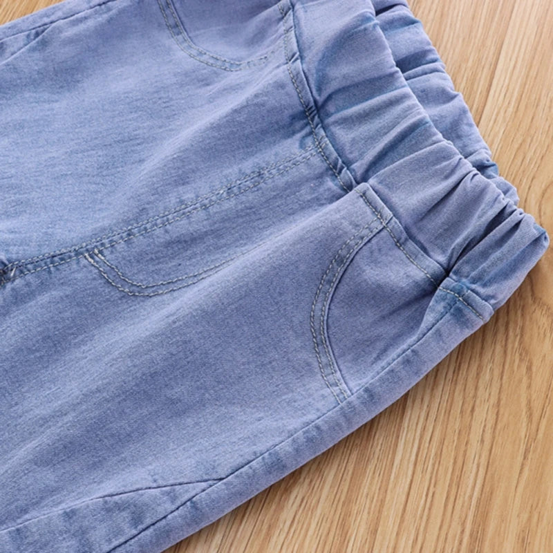 Kids Girls Children Jeans Autumn Spring Cute Bowknot Long Pants Fashion Casual Trousers Baby Girls Denim Pants