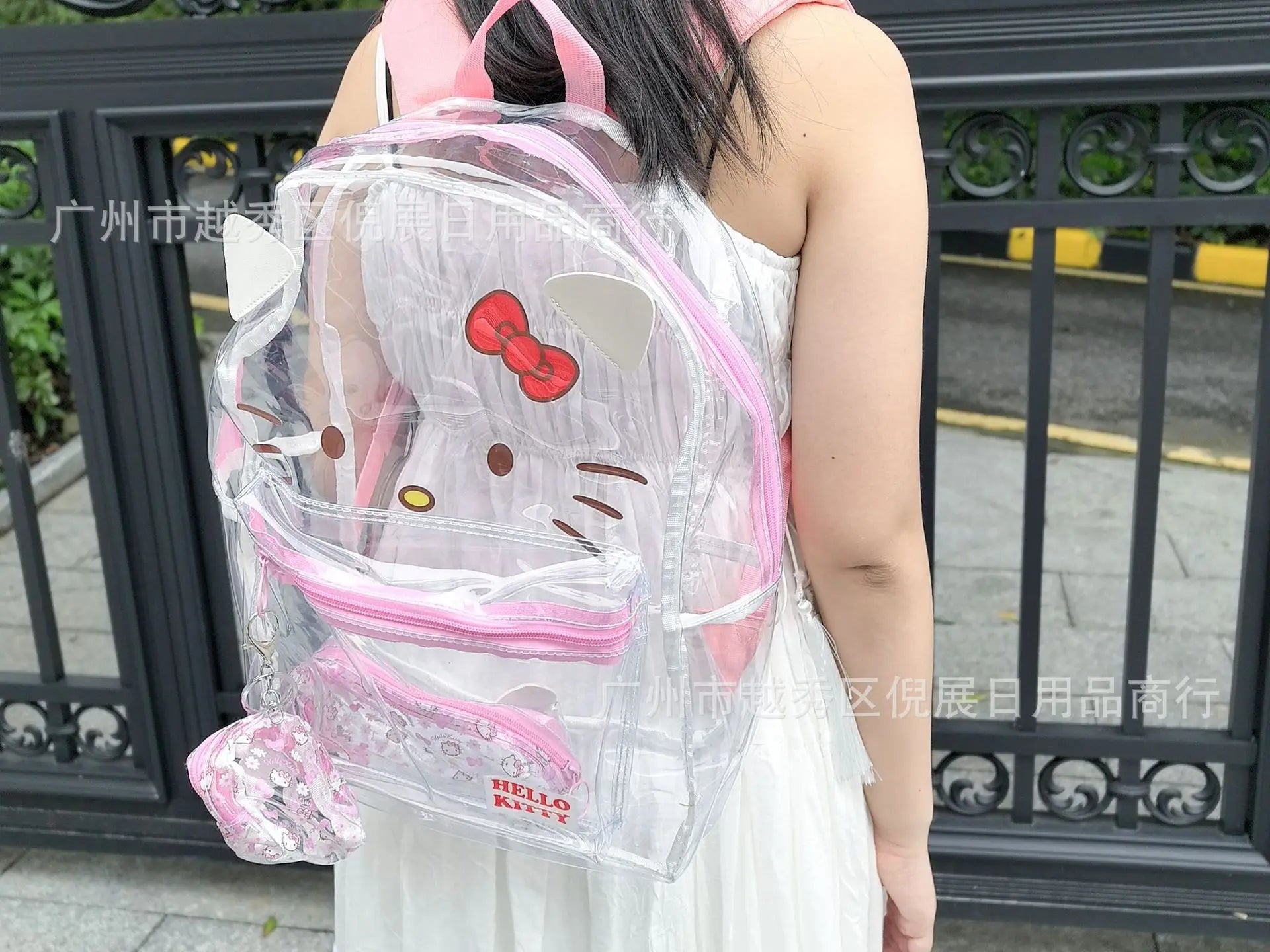 Sanrio Hello Kitty Y2K Waterproof Transparent Backpack Cute Cinnamoroll Cartoon Pvc Large Capacity Storage Bag Student Schoolbag