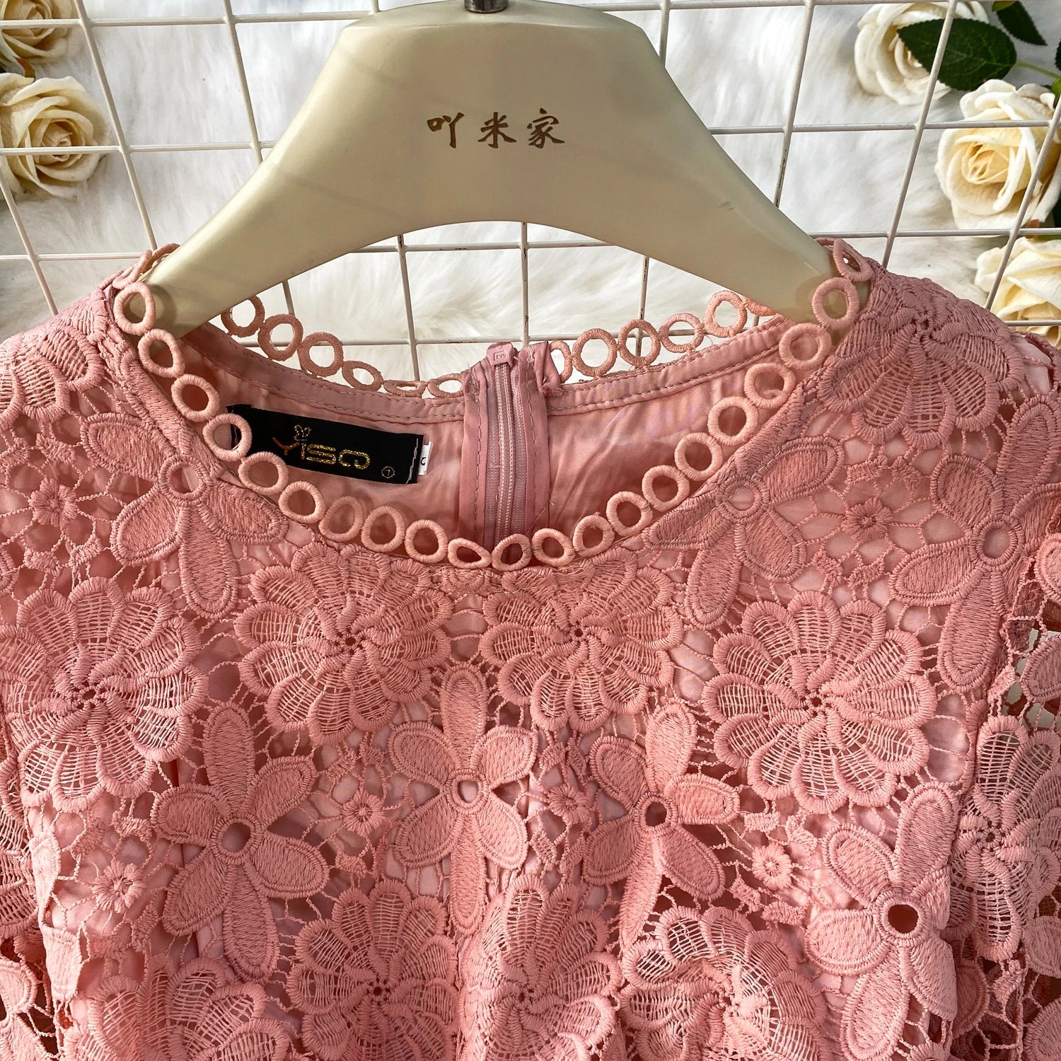 Brand Design Summer Embroidery Lace Long Dress Women Hollow Out Short Sleeve Midi Dresses Lady Belt Prom Evening Party Vestidos