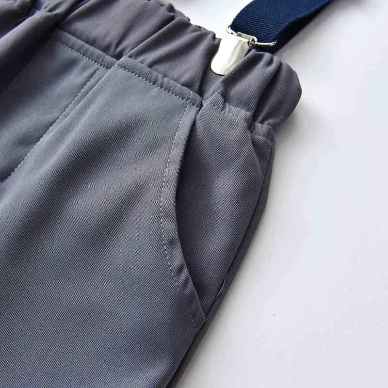 Baby Boys Party Dress Suit Cotton Long Sleeve With Shirt + Suspenders Pants 2PCS Outfits Kids Boys Gentleman Clothes Sets