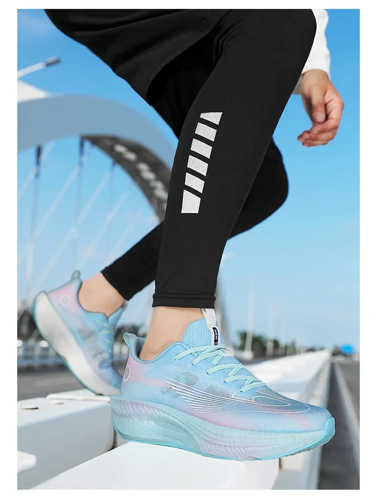 Unisex Breathable Mesh Running Shoes Lightweight Shock Absorption Carbon Plate Casual Versatile Sports Sneakers for Couples