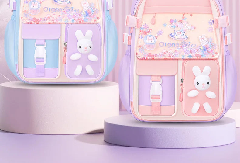 Cute Student Backpack 3pcs/set Primary Schoolbag Rabbits and quicksand Kawaii Student Backpack Teenage Girls Handbag Rucksack