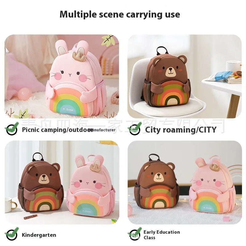 2025 New Arrival Cute Bear & Bunny Kids Backpack - Lightweight School Bag for Preschool Boys Girls, Adorable Toddler Travel Bag