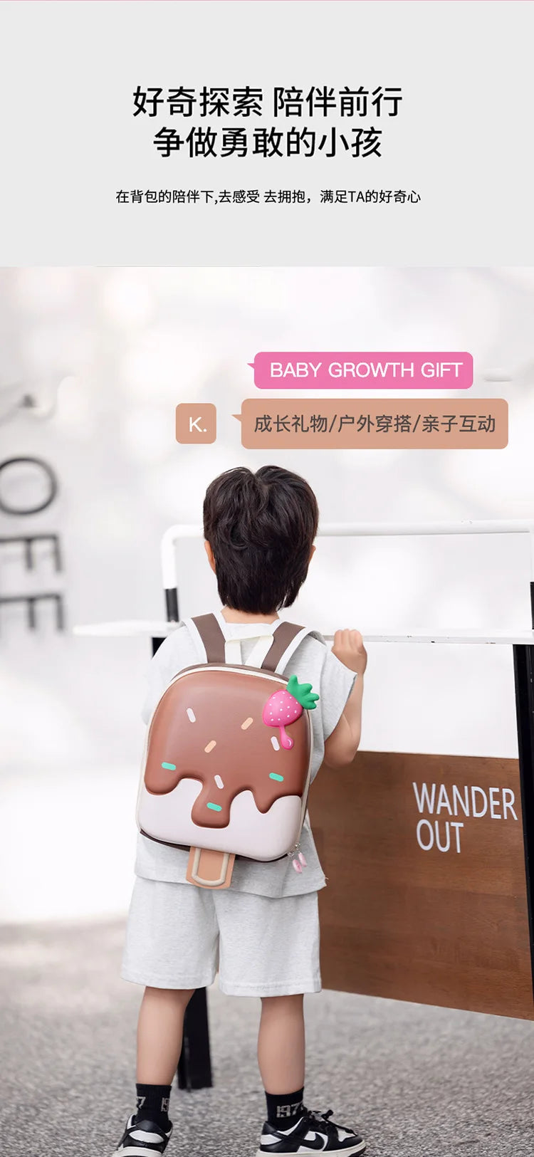 Ice Cream Children's Backpack Fashion Princess Schoolbag Kindergarten Baby Shoulders Bag 3D Cute Bookbag Kids Birthday Gifts