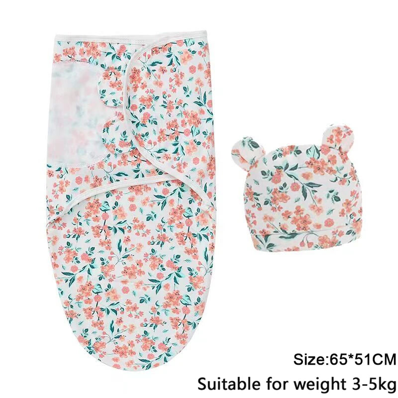 Pure cotton skin-friendly newborn baby wrap, easy to wear with, easy to change diapers, with a cap, give baby more protection
