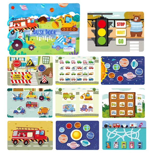 Montessori Busy Book for Kids Toddlers Educational Toys Baby Diy Paste Quiet Book Children Animals Numbers Matching Puzzles Toys
