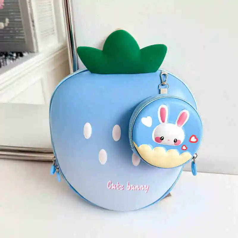 Cartoon Children Backpack 3D Strawberry Cute Toddler School Bags Fashionable New Outdoor Kids Eggshell Bag Accessories