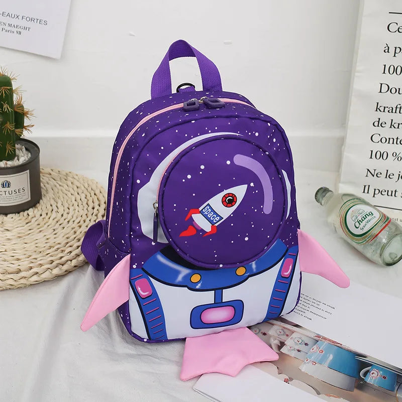 Kids Space Rocket Children's Backpack Traction Rope Anti-lost Lightweight Kindergarten Schoolbag Early Education Bag
