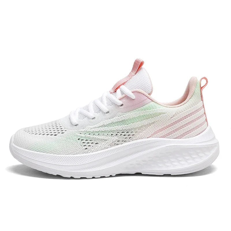 Couple's Flat Lightweight Mesh Fabric Soft Sole Anti-slip Breathable and Lace-up Comfortable Outdoor Casual Sports Shoes