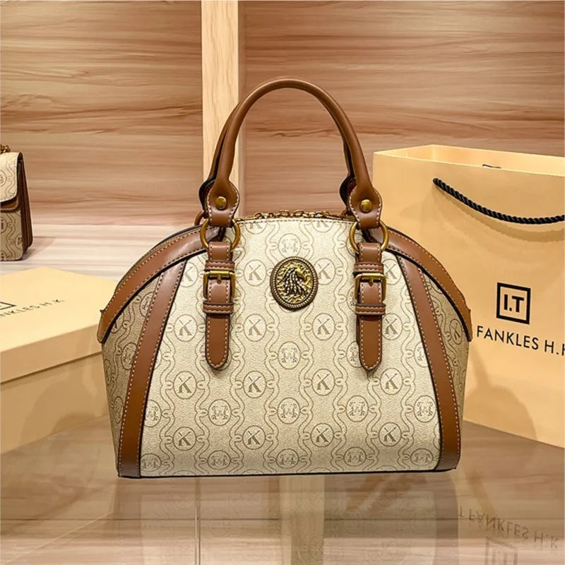 Women's handbag, fashionable and luxurious brand handbag, new 2025 high-end leather shoulder bag, designer retro crossbody bag