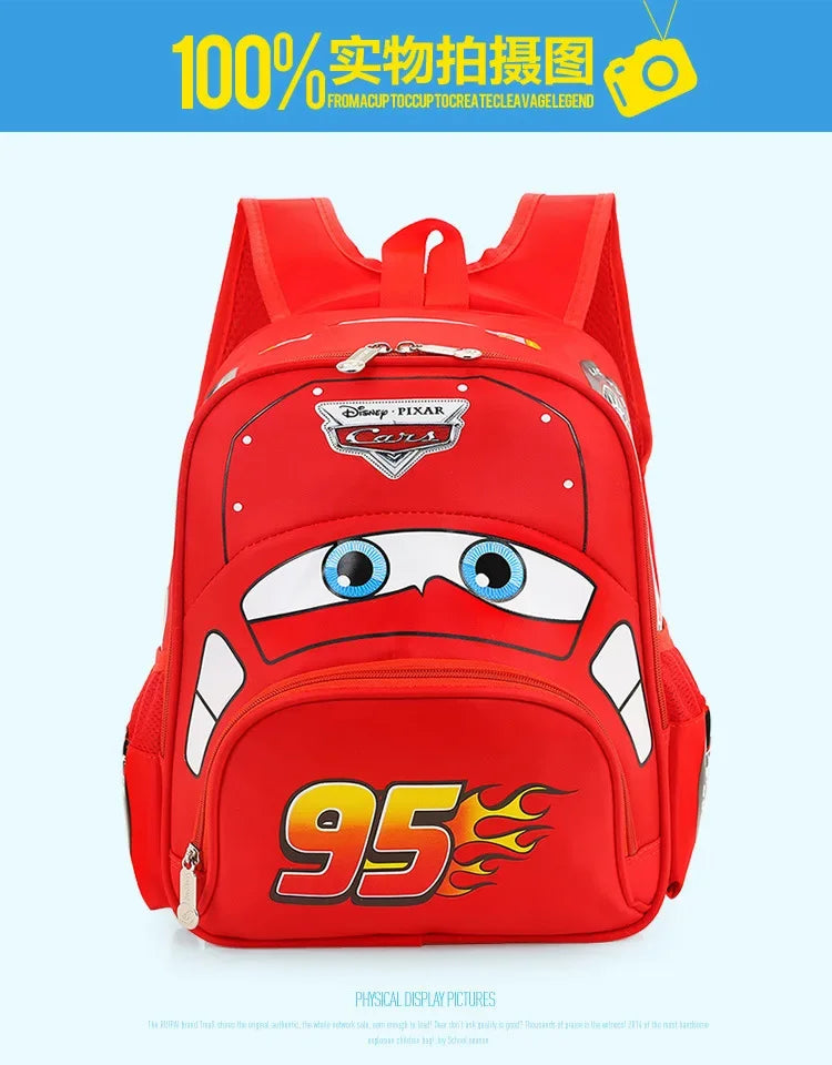 Cartoon Disney Cars 95 Series Kindergarten Safety Schoolbag 3D Car Shape Large Capacity Backpack Boys And Girls Surprise Gifts