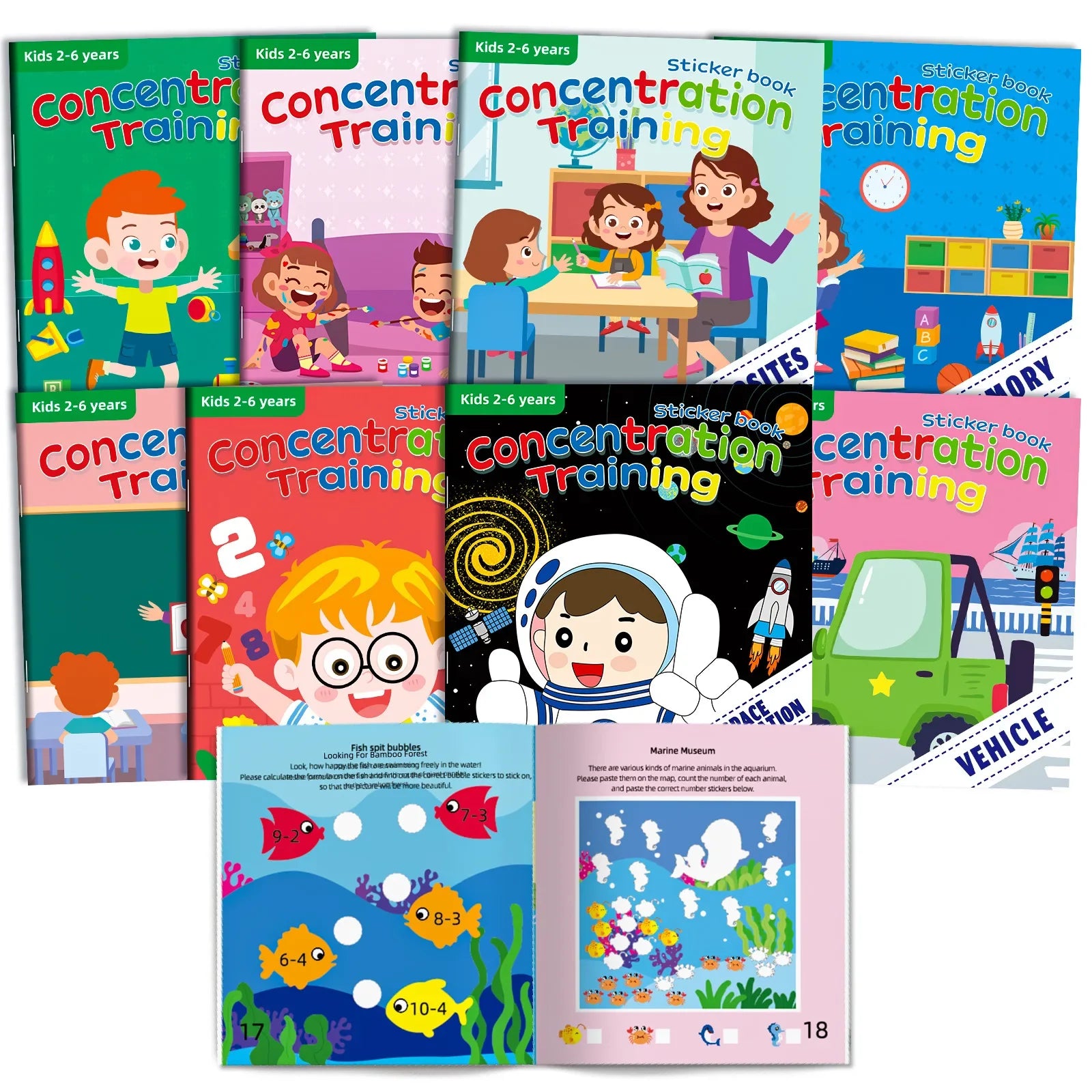 Children's Reusable Stickers Books Cartoon Stationery Stickers for Kids Early Education Cartoon Cute Stickers for Children Gift