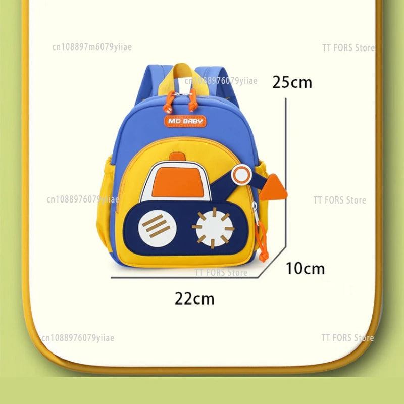 New Trendy Lightweight Nylon Kids Backpack Fashionable Excavator Design Casual Boys and Girl School Age School Bag Birthday Gift