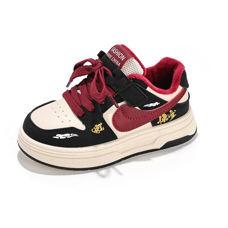 2026 Winter New Arrival Children's Fleece-Board Shoes for Boys and Girls - Soft Sole Anti-Slip Casual and Sports Footwear
