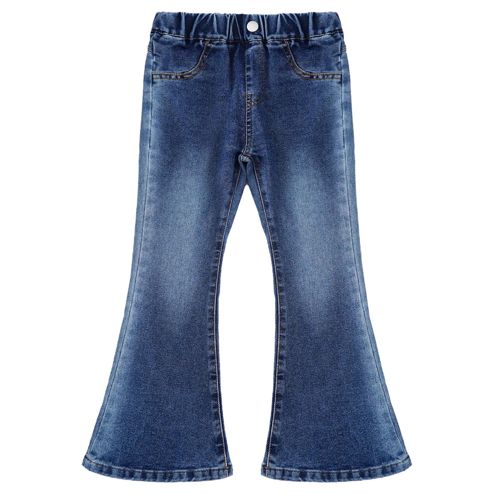 Kids Cowgirl Cute Flare Bootcut Jeans Bell Bottoms Slim Fit Jeans for Girls Casual Denim Long Pants Trousers Streetwear Pants