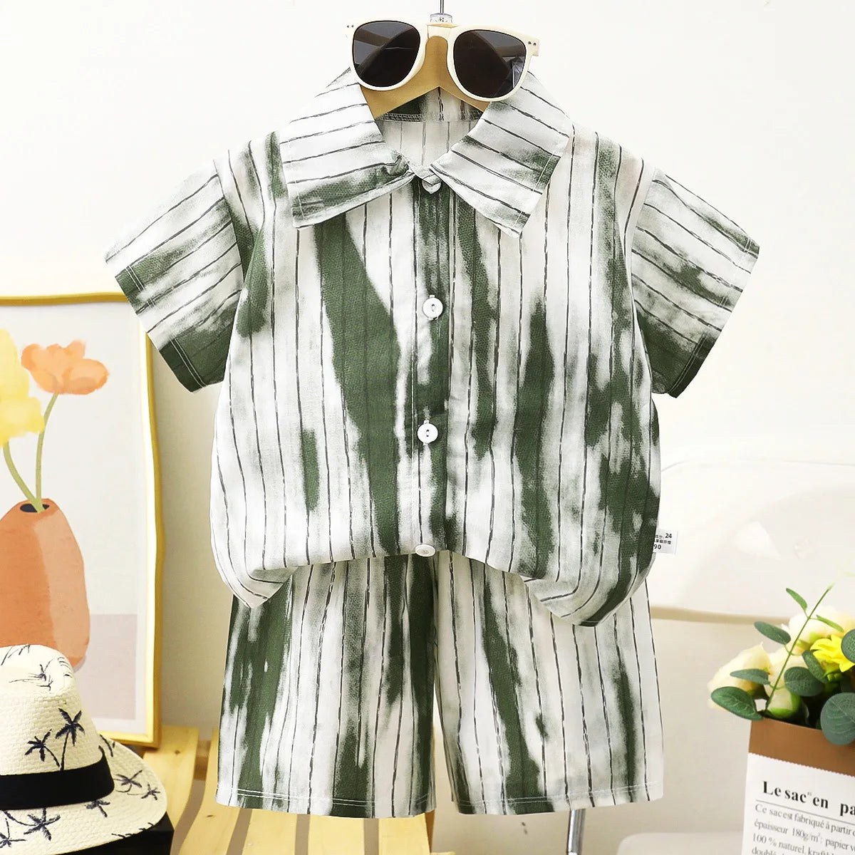2PC Summer Baby Boys Clothes Set Children Boys Cartoon T-shirts + Shorts  Beach Outfits Kids Boys Tracksuits Vacation Suits