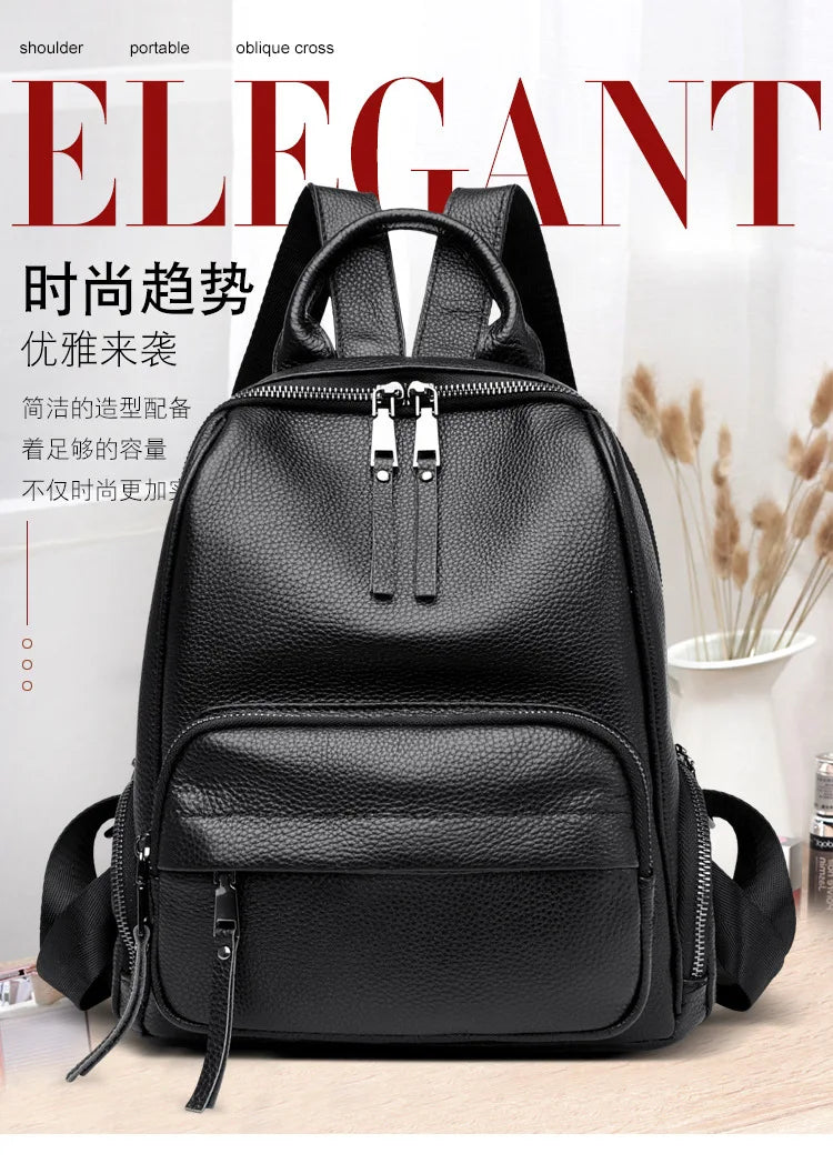 Genuine Leather Women's backpack New Fashion Trendy Soft cowhide backpack for lady large capacity travel commuting backpack