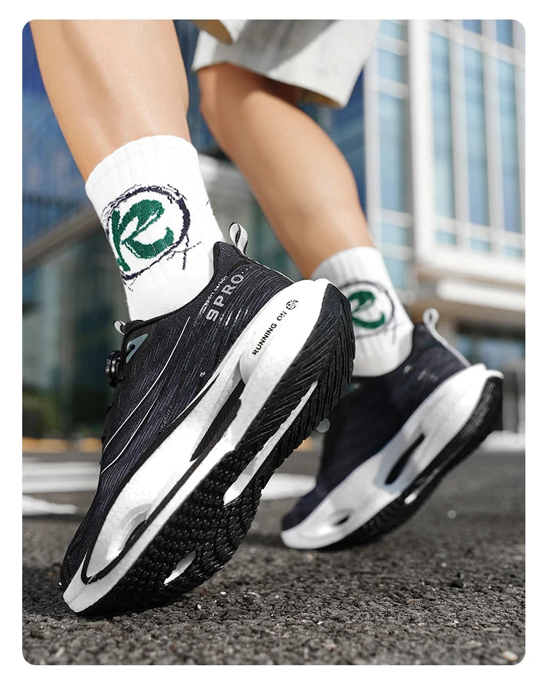 Men Running Shoes Carbon Plate Speciality Marathon Sports Breathable Lightweight Women's Comfortable Nonskid Leisure Sneakers