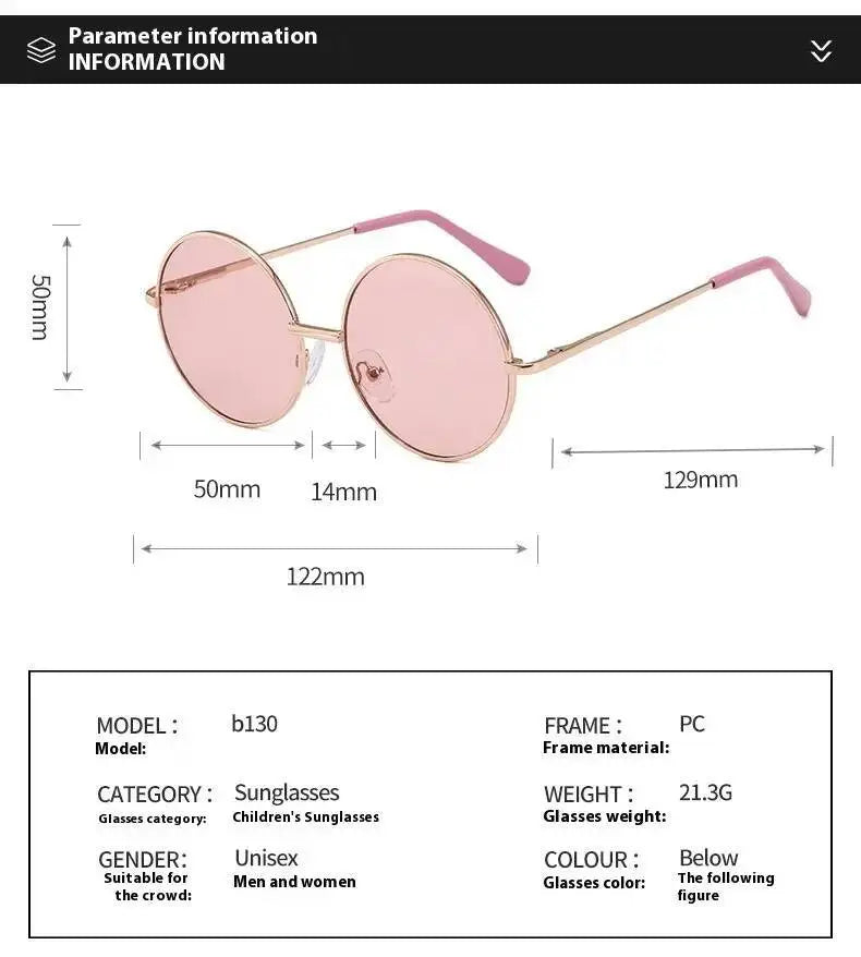 2025  Children's 2-8 Years Old Baby Glasses British Style Metal Sunglasses Sun Visors Sunglasses New Round Frame