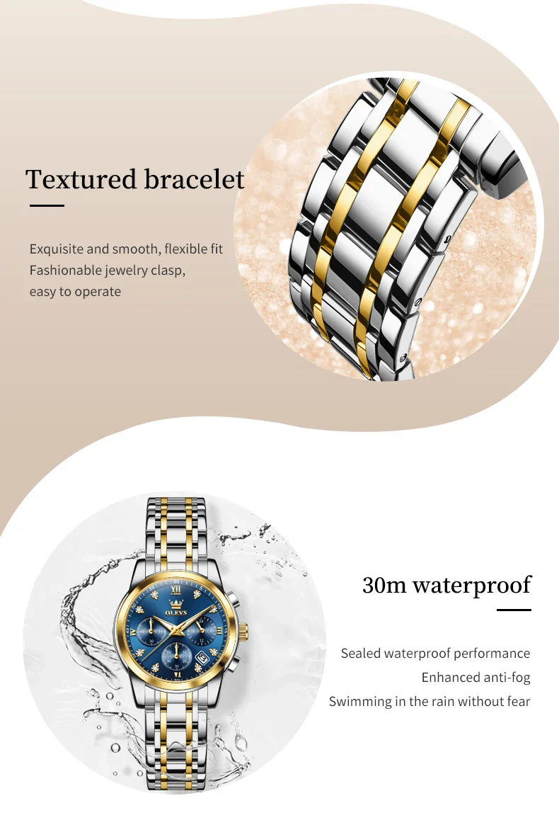 OLEVS 2858 Women Watch Luxury Brand Quartz Watch Waterproof Luminous Date Chronograph Women Bracelet Dress Diamond Watch Reloj
