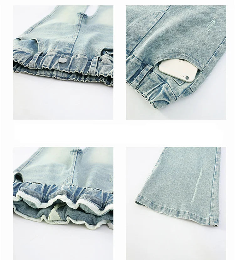 Children Boot Cut Jeans Trousers For Girl Fashion Design Denim Flared Pants for 5 7 8 9 10 11 12 13 14Years Kids Slim Cool Jeans