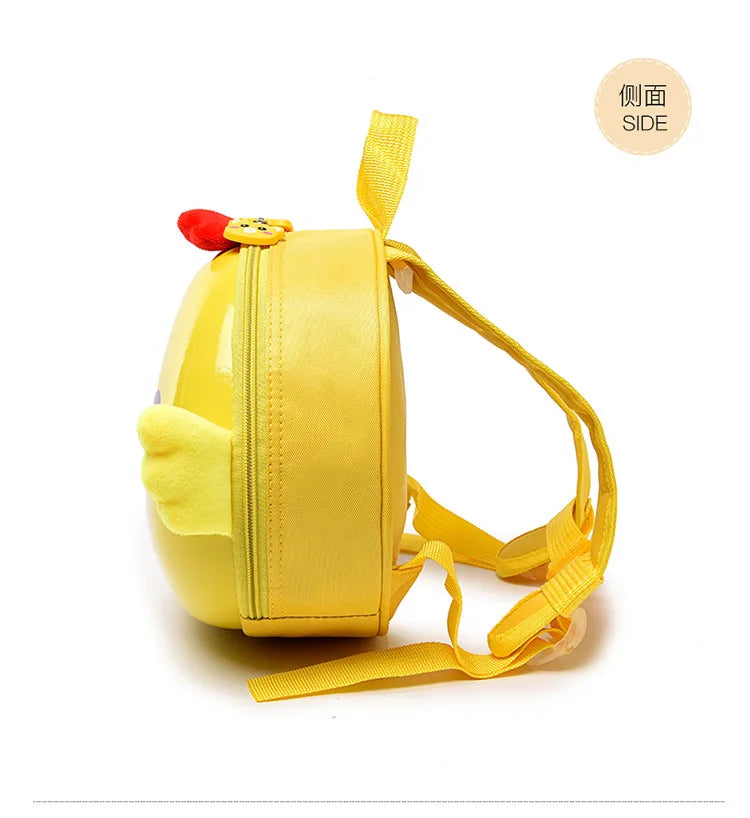 Kindergarten cartoon backpack children aged 1-3 boys girls with double shoulder anti loss backpack cute little chicken hard shel