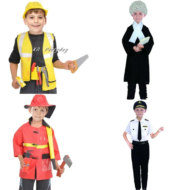 Kids Role Playing  Police Lawyer Firemen Doctor  Uniform Carnival Party Dress Decoration Cosplay Halloween Costume