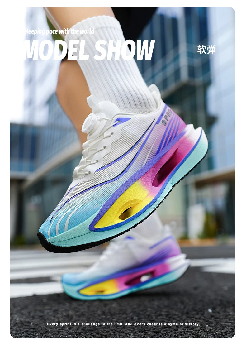 Men Running Shoes Carbon Plate Speciality Marathon Sports Breathable Lightweight Women's Comfortable Nonskid Leisure Sneakers