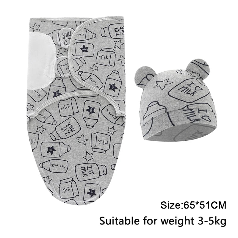 Pure cotton skin-friendly newborn baby wrap, easy to wear with, easy to change diapers, with a cap, give baby more protection