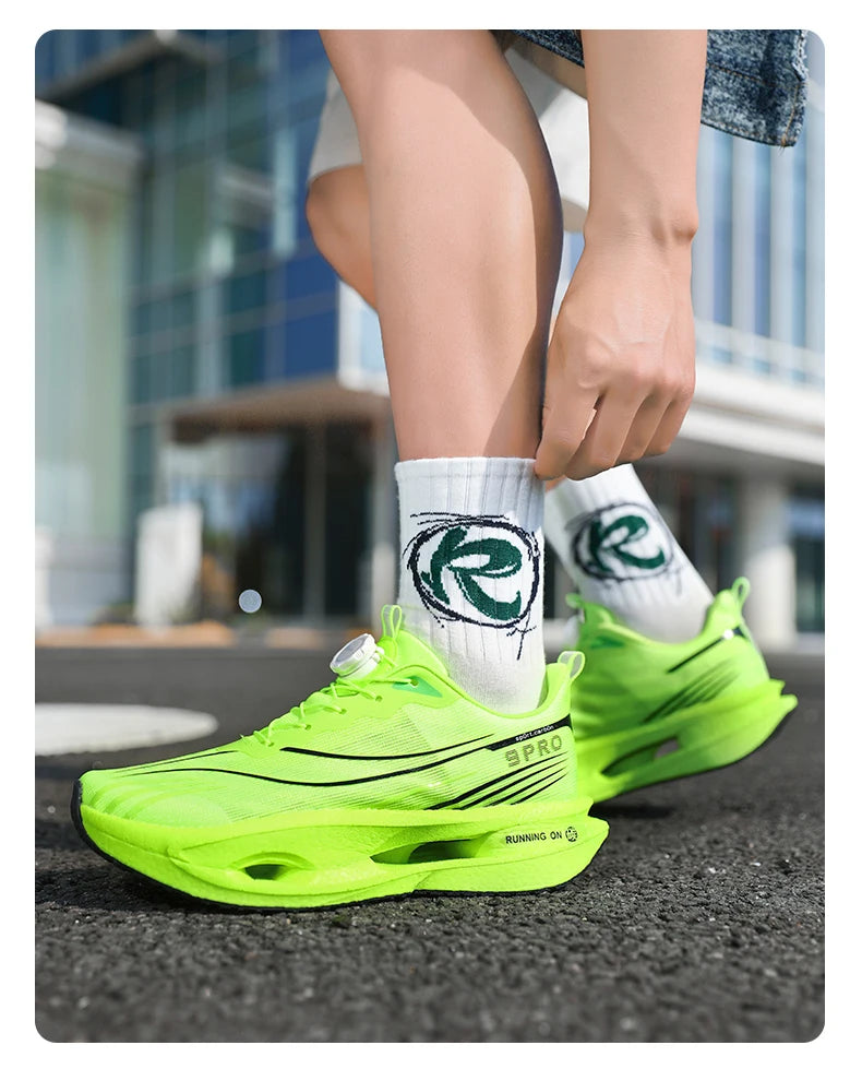 Men Running Shoes Carbon Plate Speciality Marathon Sports Breathable Lightweight Women's Comfortable Nonskid Leisure Sneakers