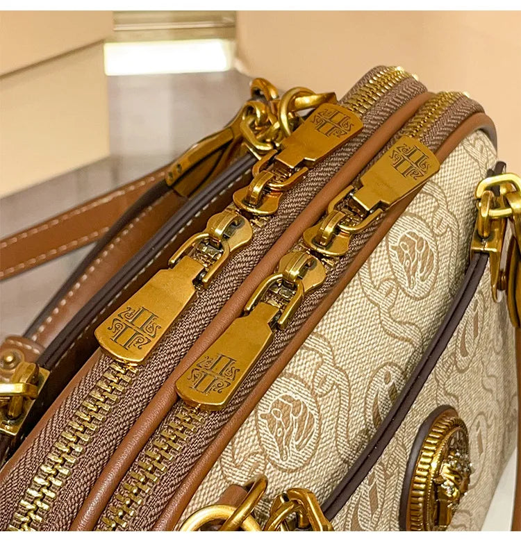 Light luxury brand women's handbag 2025 new retro versatile high-end lightweight single shoulder crossbody bag shell bag
