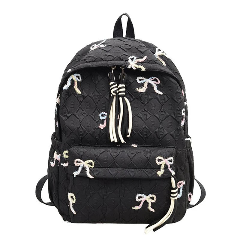 Versatile Junior High School Student Travel Laptop Backpack Cute Schoolbag Female Middle School Student Fashion Bowknot Backpack
