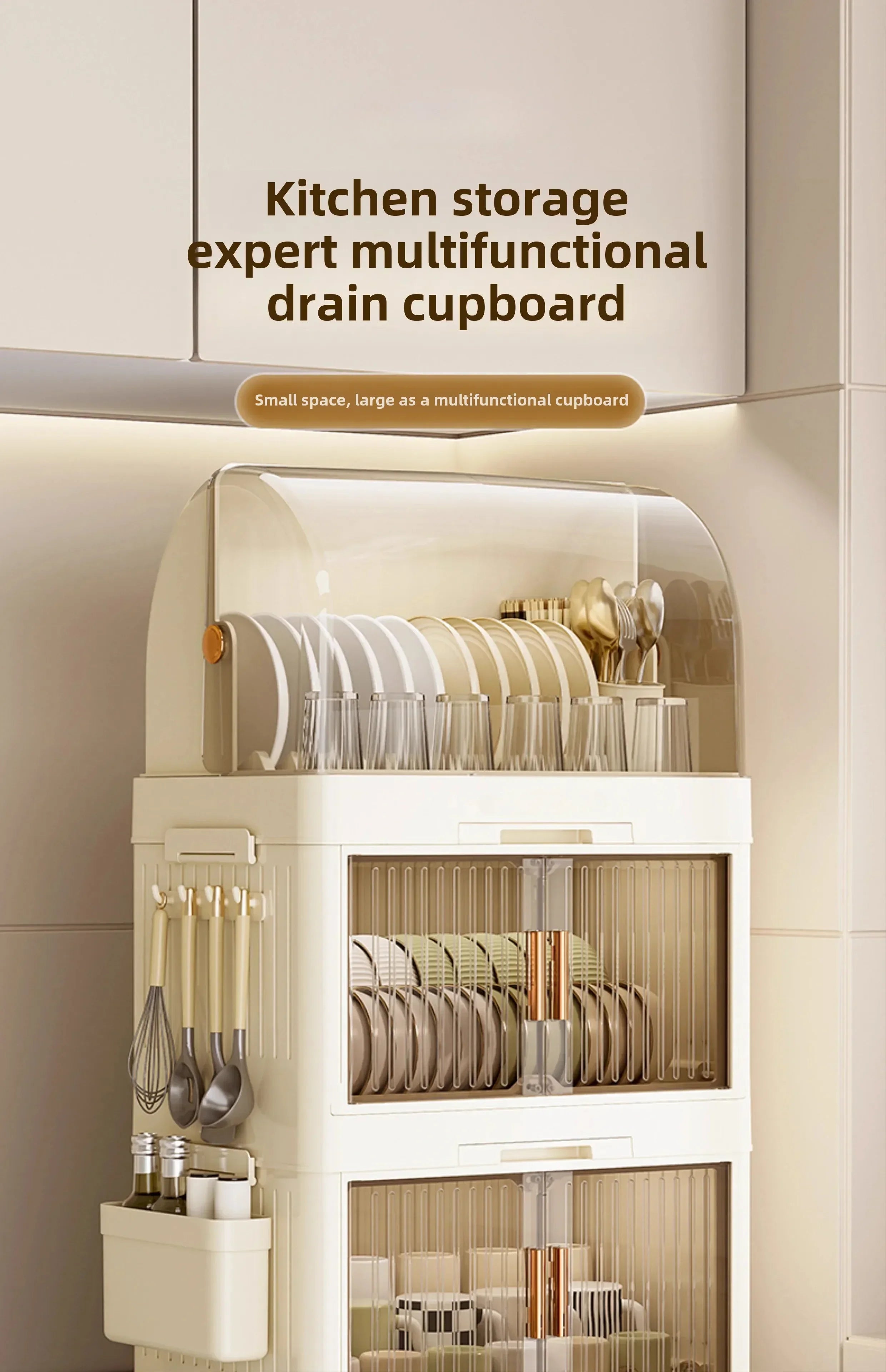 Kitchen Bowl Rack, Tableware Storage Box, Household with Lid, Tableware, Bowl Box, Dish Drain Rack, Plastic Cupboard