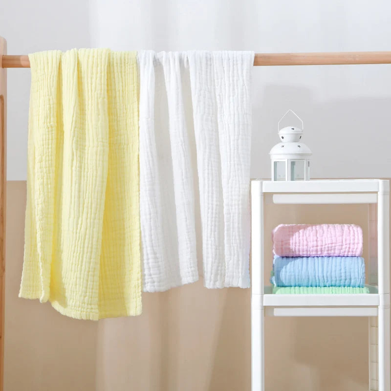 Six Layers of Pure Cotton Gauze Solid Color Bath Towel Soft Skin Absorbent 85*85cm