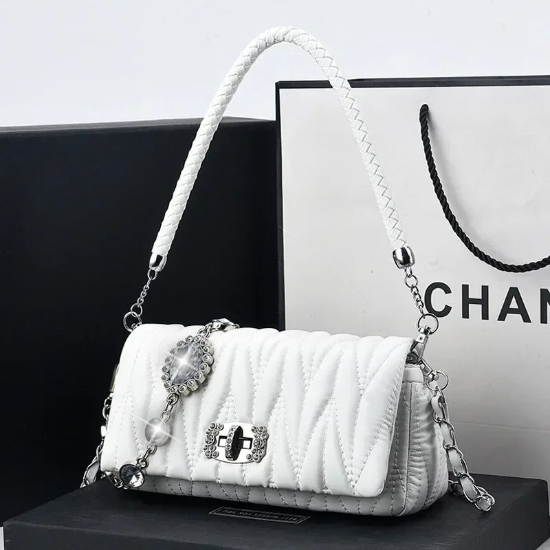 Women Bags Luxury Designer Purses and Handbags Rhinestone Chain Flap Crossbody Small Square Bag Casual Shoulder Messenger Bags